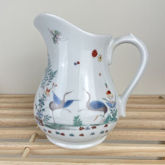 Limoges Porcelaine du Lys Royal Kakiemon Reproduction Pitcher Teacup Saucer Set - Picture 2 of 10